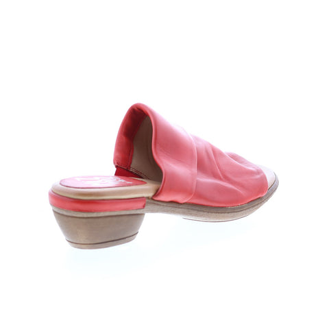 Miz Mooz Callan P63004 Womens Red Leather Slip On Heeled Sandals Shoes