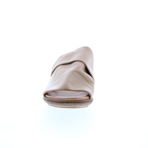 Miz Mooz Callan P63004 Womens Brown Leather Slip On Heeled Sandals Shoes