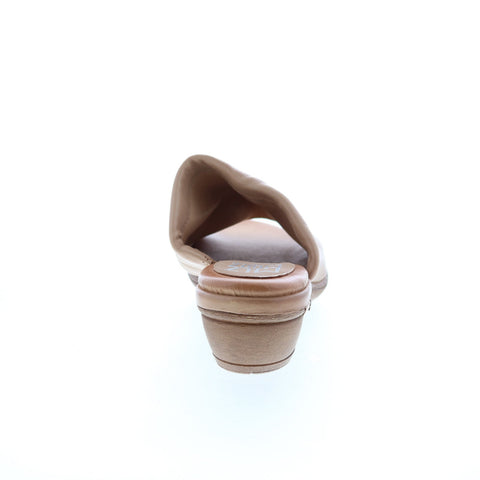 Miz Mooz Callan P63004 Womens Brown Leather Slip On Heeled Sandals Shoes