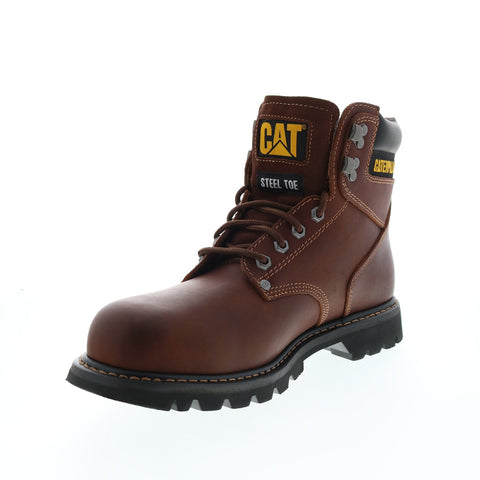 CAT Second Shift ST P89817 Mens Brown Wide Leather Lace Up Work Boots 