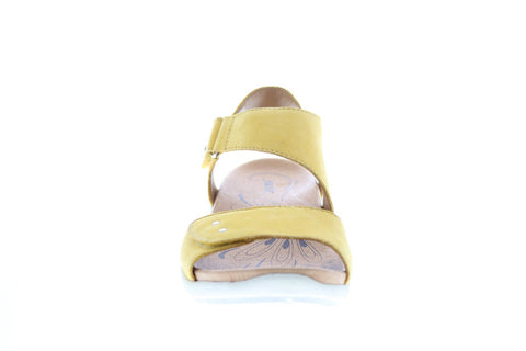 Earth Peak Soft Buck Womens Yellow Suede Strap Slingback Sandals Shoes