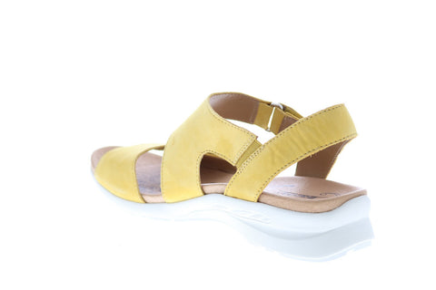 Earth Peak Soft Buck Womens Yellow Suede Strap Slingback Sandals Shoes