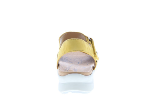Earth Peak Soft Buck Womens Yellow Suede Strap Slingback Sandals Shoes