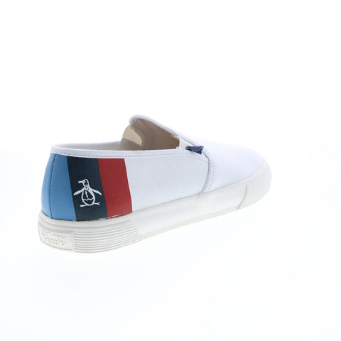 Original Penguin Petey Stripe Slip On PG00003 Mens White Lifestyle Sneakers Shoes