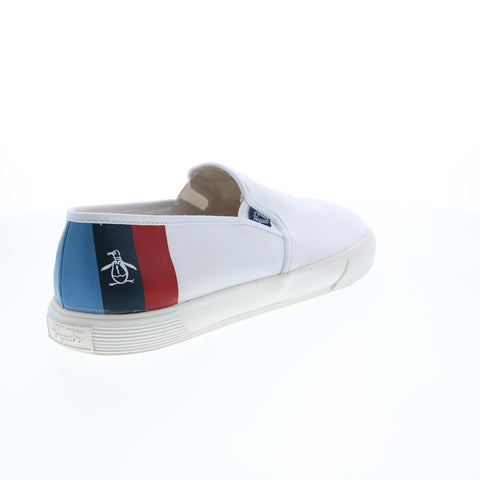 Original Penguin Sam Stripe Slip On PG00028 Mens White Lifestyle Sneakers Shoes