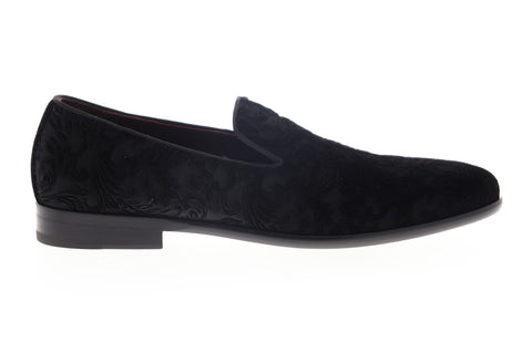 Bruno Magli Picasso Mens Black Canvas Floral Low Top Casual Loafers Shoes