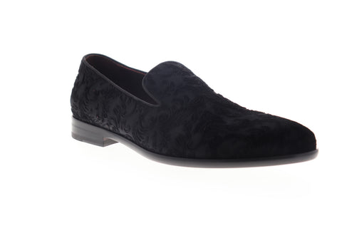 Bruno Magli Picasso Mens Black Canvas Floral Low Top Casual Loafers Shoes