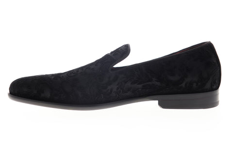 Bruno Magli Picasso Mens Black Canvas Floral Low Top Casual Loafers Shoes