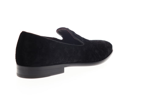 Bruno Magli Picasso Mens Black Canvas Floral Low Top Casual Loafers Shoes