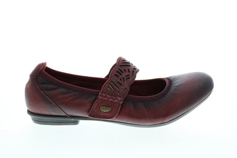 Earth Pilot Mj Womens Burgundy Leather Strap Mary Jane Flats Shoes