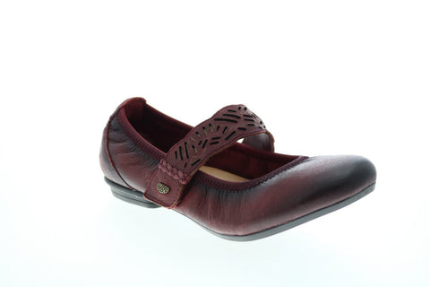 Earth Pilot Mj Womens Burgundy Leather Strap Mary Jane Flats Shoes