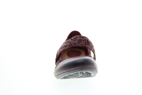 Earth Pilot Mj Womens Burgundy Leather Strap Mary Jane Flats Shoes