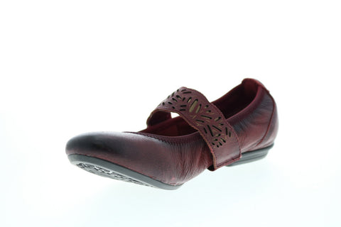 Earth Pilot Mj Womens Burgundy Leather Strap Mary Jane Flats Shoes