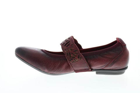Earth Pilot Mj Womens Burgundy Leather Strap Mary Jane Flats Shoes