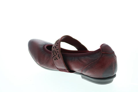 Earth Pilot Mj Womens Burgundy Leather Strap Mary Jane Flats Shoes