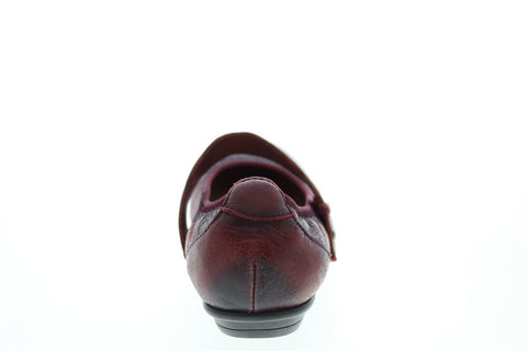 Earth Pilot Mj Womens Burgundy Leather Strap Mary Jane Flats Shoes