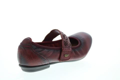 Earth Pilot Mj Womens Burgundy Leather Strap Mary Jane Flats Shoes