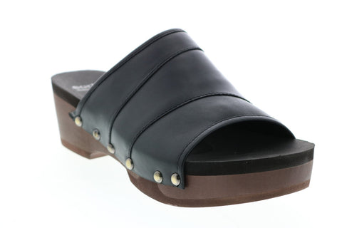 Earth Pine Tiga Soft Calf Womens Brown Leather Slides Sandals Shoes