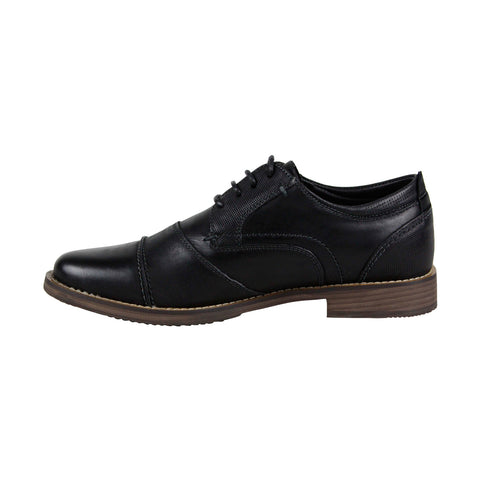 Steve Madden Pinsen Mens Black Leather Casual Dress Lace Up Oxfords Shoes