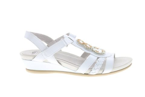 Earth Pisa Falmouth Leather Womens White Strap Slingback Sandals Shoes