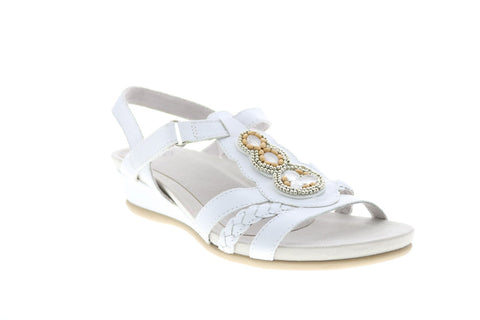 Earth Pisa Falmouth Leather Womens White Strap Slingback Sandals Shoes