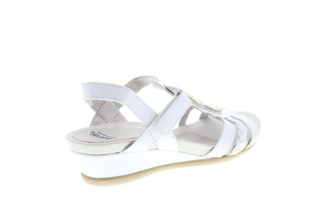 Earth Pisa Falmouth Leather Womens White Strap Slingback Sandals Shoes