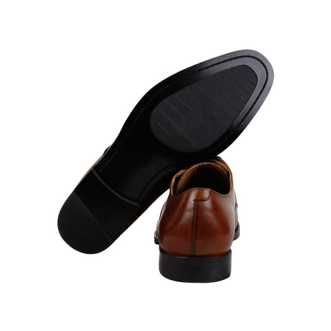 Steve Madden Placks Mens Brown Leather Casual Lace Up Oxfords Shoes