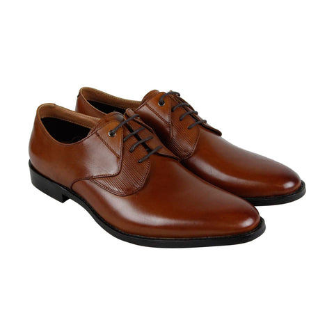 Steve Madden Placks Mens Brown Leather Casual Lace Up Oxfords Shoes