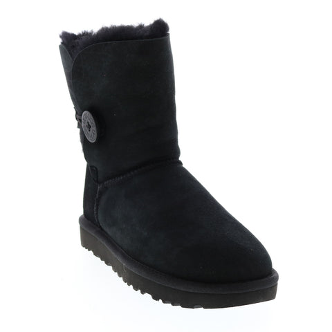 Ugg Bailey Button 2.0 1016226-BLK Womens Black Suede Slip On Casual Dress Boots