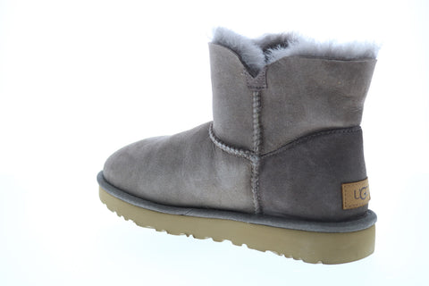 Ugg Mini Bailey Button Ii 1016422-GREY Womens Gray Suede Slip On