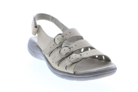 Clarks Saylie Quartz 26133700 Womens Beige Leather Strap Slingback Sandals Shoes
