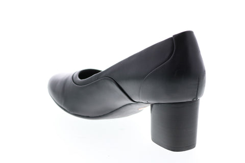 Clarks Un Cosmo Step 26135446 Womens Black Leather Slip On Pumps Heels Shoes