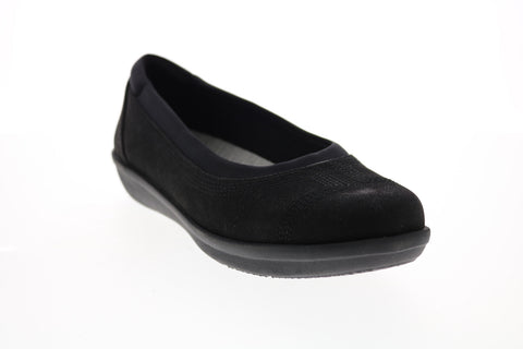 Clarks Ayla Low 26137787 Womens Black Wide Canvas Slip On Ballet Flats Shoes
