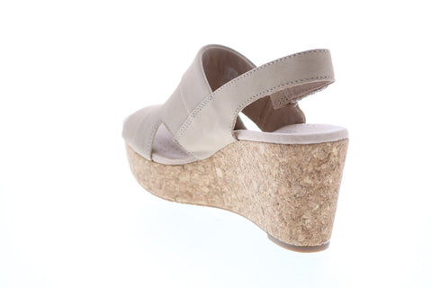 Clarks Annadel Ivory 26142558 Womens Beige Leather Strap Wedges Heels Shoes