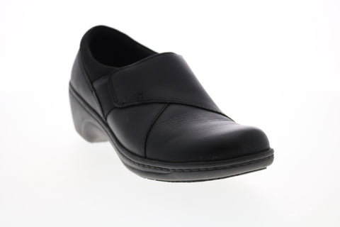 Clarks Grasp High 26142720 Womens Black Leather Strap Loafer Flats Shoes