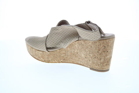 Clarks Annadel Parker 26150565 Womens Beige Nubuck Strap Wedges Heels Shoes