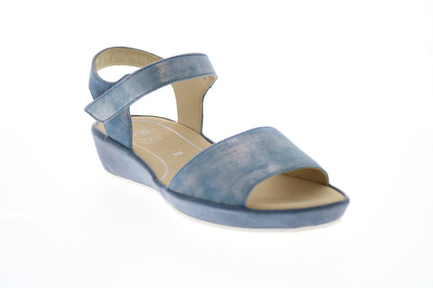 Ara Catalina 28001-06 Womens Blue Leather Strap Slingback Sandals Shoes