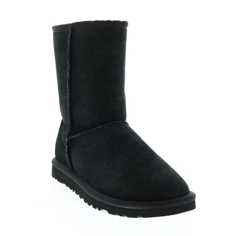 Ugg Classic Short 5825-BLK Womens Black Suede Slip On Casual Dress Boots