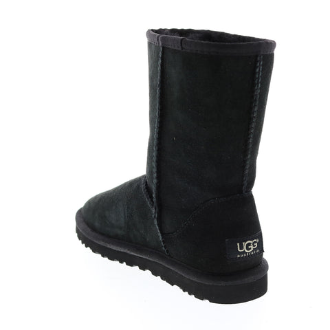 Ugg Classic Short 5825-BLK Womens Black Suede Slip On Casual Dress Boots