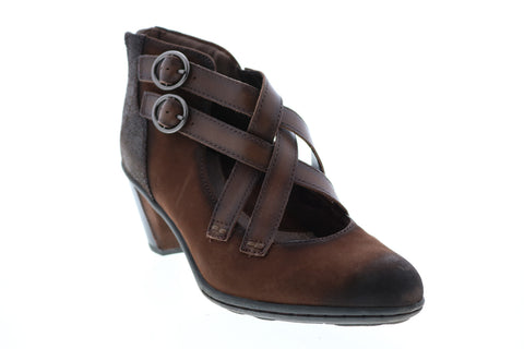 Earth Amber Soft Buck AMBER-BRK Womens Brown Leather Ankle & Booties Boots