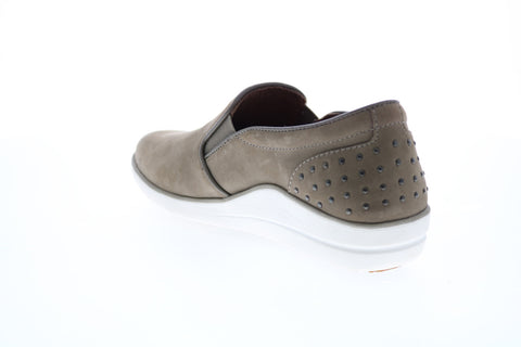 Aetrex Josie CS276 Womens Gray Leather Slip On Loafer Flats Shoes