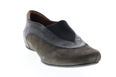Earthies Ferro Suede Flat FERRO-DGY Womens Gray Suede Slip On Loafer Flats Shoes