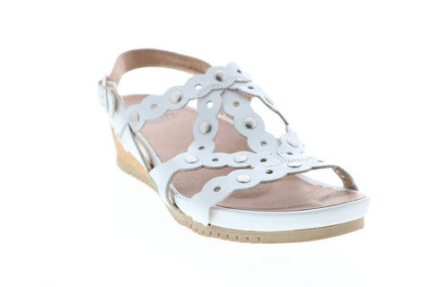 Earth Ficus Leo - Suede FICUS LEO-WHT Womens White Slingback Sandals Shoes