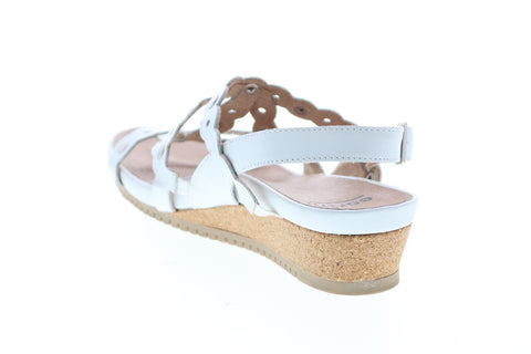 Earth Ficus Leo - Suede FICUS LEO-WHT Womens White Slingback Sandals Shoes