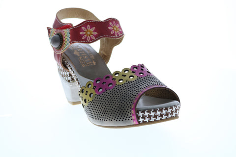 Spring Step Jive JIVE-GRYM Womens Gray Leather Hook & Loop Strap Heels Shoes