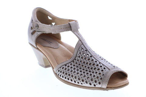 Earth Pavo-Soft PAVO-BGE Womens Beige Leather Strap Strap Heels Shoes