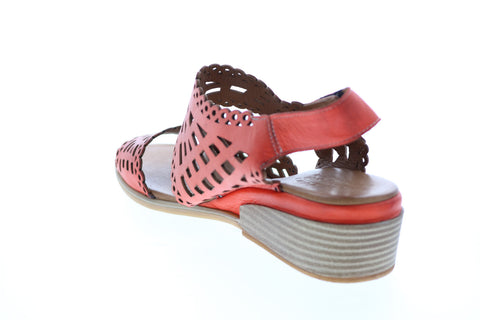 Spring Step Petra PETRA-RD Womens Red Leather Strap Slingback Sandals Shoes