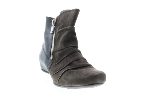Earthies Suede Pino Bootie PINO-DGY Womens Gray Suede Ankle & Booties Boots