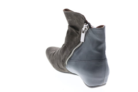 Earthies Suede Pino Bootie PINO-DGY Womens Gray Suede Ankle & Booties Boots
