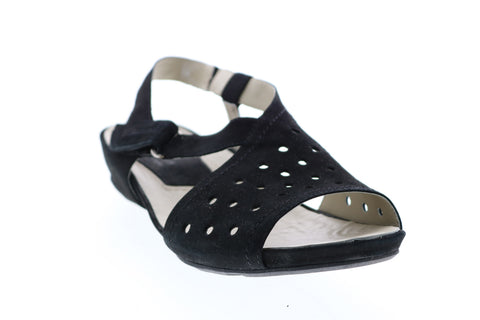 Earthies Buck Razzoli RAZZOLI-BLK Womens Black Suede Strap Strap Flats Shoes